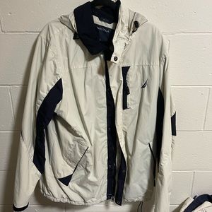 Nautica cream and navy windbreaker jacket